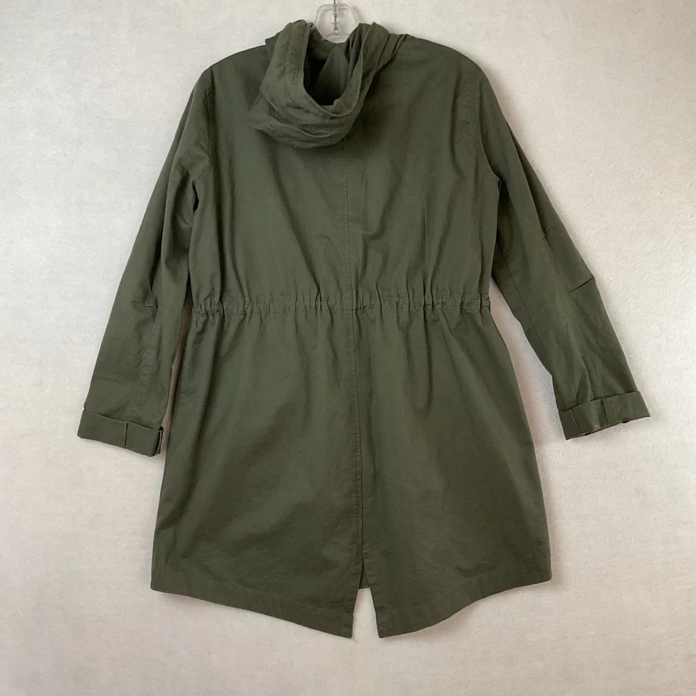 Love Tree Womens Olive Green Utility Anorak Military Hooded Field Jacket Medium